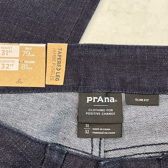 Prana Jeans NEW Mens 31x32 Blue Dark Rinse Hillgard Slim Fit Tapered Leg Organic - Picture 9 of 13